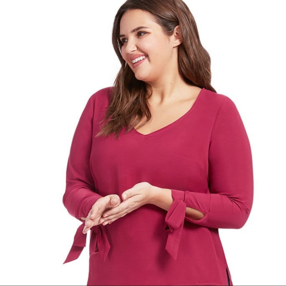 Eloquii Plus Size Blouse Tie Cuff 3X